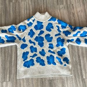 H&M Blue Cheetah Sweater
